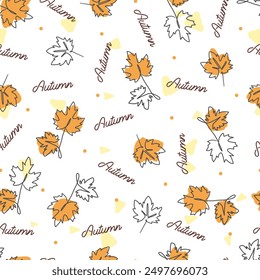 Fall Golden Maple Leaves Magic Charm Pattern Art kann für Hintergrund, Vorlage und Bekleidung Design verwendet werden