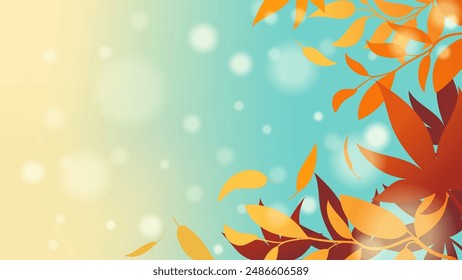 Fall gradient background with autumn design and floral elements, leaves. Template set for social media posts and promo flyers. Vector illustration