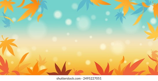 Fall gradient background with autumn design and floral elements, leaves. Template set for social media posts and promo flyers. Vector illustration