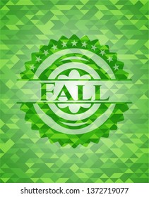 Fall green emblem. Mosaic background