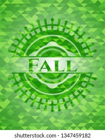 Fall green emblem with mosaic ecological style background