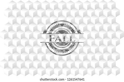 Fall grey emblem. Retro with geometric cube white background