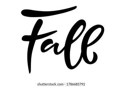 Fall. Hand written lettering on white background. Vector calligraphy illustration. Fall, autumn and Thanksgiving Design element for poster, banner, card, badges, t-shirt, prints.