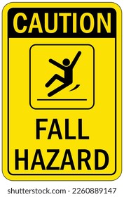 Fall hazard sign and labels