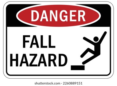 Fall hazard sign and labels