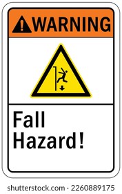 Fall hazard sign and labels