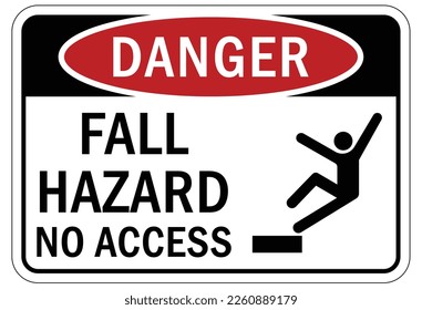 Fall hazard sign and labels