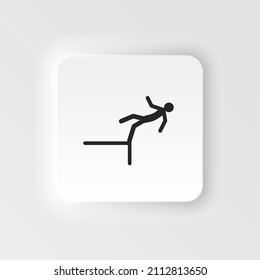 Fall from height vector neumorphic icon illustration isolated . Heights, fall neumorphic icon. Vector neumorphic icon