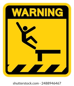 Fall From Heights Warning Sign, Vector Illustration, Isolate On White Background Label. EPS10