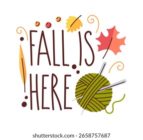 Diseño de etiqueta de letras de otoño aquí