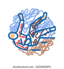 queda acidente doméstico doodle ícone esboço vetor. queda símbolo isolado ilustração