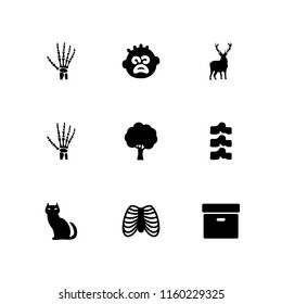 fall icon. 9 fall set with tree silhouette, archive black box, deer and faint vector icons for web and mobile app
