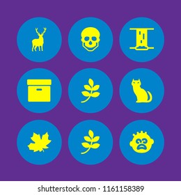 fall icon. 9 fall set with waterfall, faint, skeleton and autumn vector icons for web and mobile app