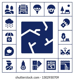  fall icon set. 17 filled fall icons.  Simple modern icons about  - Forest, Rain, Parachute, Crack, Fall, Park, Accident, Waterfall, Butternut squash, Domino, Earthquake, Landslide