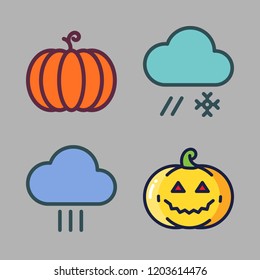 fall icon set. vector set about rain and pumpkin icons set.