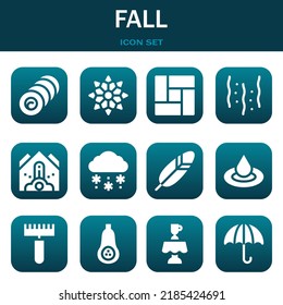 fall icon set. Vector  illustrations related with Bale, Snowflake and Floor