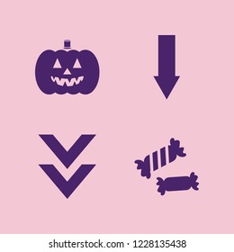fall icon. fall vector icons set pumpkin, down arrow and halloween candy