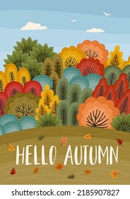 Fall illustration. Autumn forest. Vector design for card, poster, flyer, web and other use.