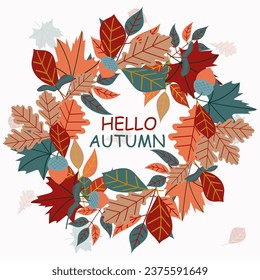 Fall illustration collection, frames, postcards, bicycle