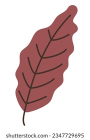 Fall illustrations with leaves, autumn clipart, vector illustration in flat style. Cute autumn fallen brown leaf. Autumnal clipart or element for greeting card design. 