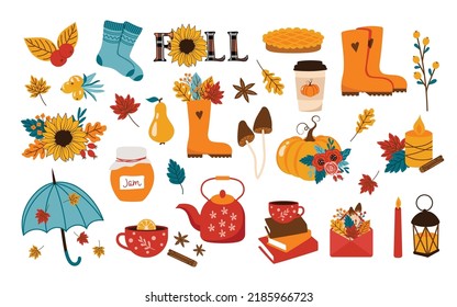 Fall Illustrations Vector Set, Autumn Stickers
