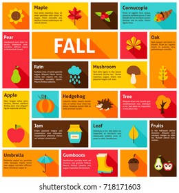 Fall Infographic Concept. Vector Illustration. Autumn Seasonal Icons.