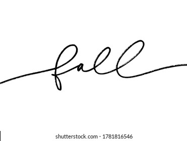 Fall ink linear vector lettering. Modern inscription handwritten vector calligraphy. Fall season handwritten word. Ink illustration isolated on white background. Poster, banner, web element or t shirt