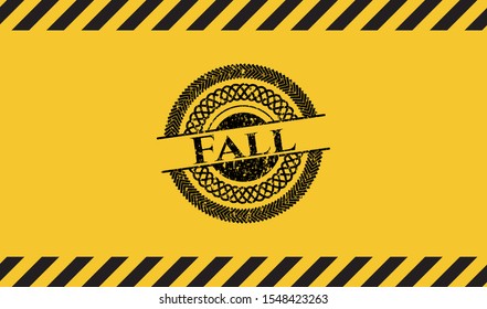 Fall inside warning sign, black grunge emblem. Vector Illustration. Detailed.