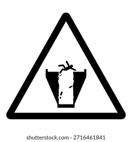 Caiga en la señal del símbolo de la tolva, Ilustración vectorial, aislado en la etiqueta blanca del fondo. EPS10