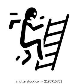 Fall Ladder Accident Glyph Icon Vector. Fall Ladder Accident Sign. Isolated Symbol Illustration