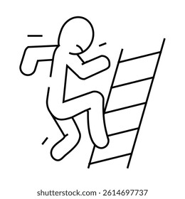 fall ladder accident line icon vector. fall ladder accident sign. isolated contour symbol black illustration