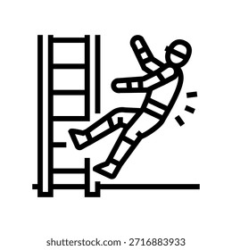 Caída del Vector del icono de la línea de la escalera Caída del signo de la escalera