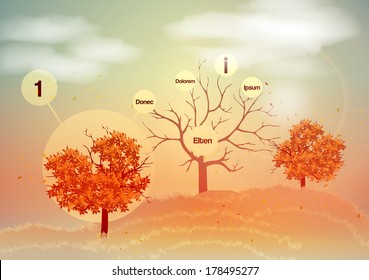Fall Landscape Infographic - Vector Illustration