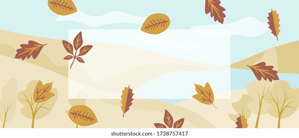 Fall landscape and leaves vector background