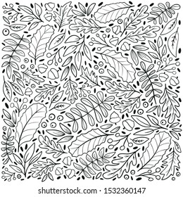 Fall leaf and acorn square background pattern