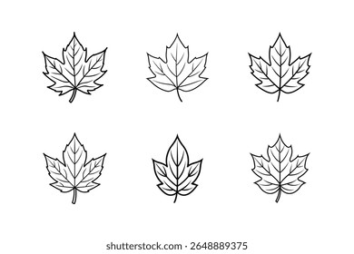 fall leaf icon line art vector illustration