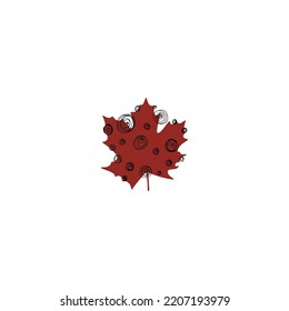 Fall leaf icon vector illustration. Hand drawn colorful design. Isolated graphic symbols. Autumn single art sign. Boho scandi colors. Nature abstract concept