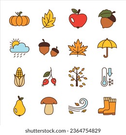 Fall leaf icon vector illustration. Set of autumn on isolated background. Season sign concept.