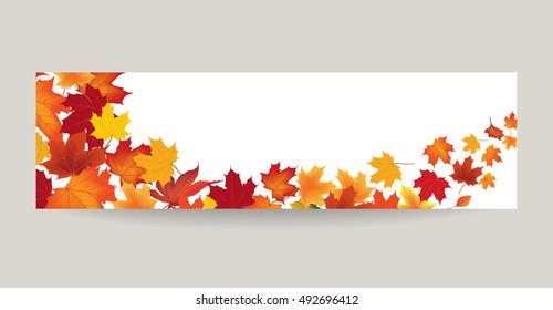 Fall leaf nature banner. Autumn leaves background. Season floral horizontal wallpaper