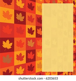 fall leaf pattern with yellow rectangle for writing an note