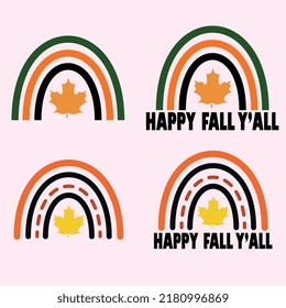 Fall Leaf Rainbow. Fall and Halloween Designs.