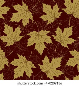 Fall leaf seamless pattern. Autumn foliage. Repeating golden color design. Vector illustration EPS10