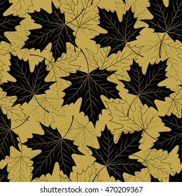 Fall leaf seamless pattern. Autumn foliage. Repeating golden color design. Vector illustration EPS10