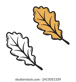 a Fall Leaf vector illustrations. Leaves Fall. Drawing  with line art.  Simple Design Outline Style. You can give color you like