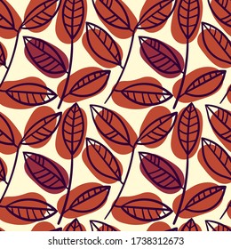 Fall leaf vintage seamless pattern. Ideal for background, wallpaper, textile, backdrop, wrapping paper. Pattern surface design. 