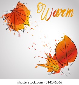 fall leafes with color splash 