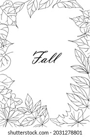 Hojas de otoño diseño de elementos decorativos de cuadros de arte de línea blanca y negra