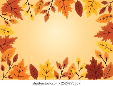 fall leave border background vector illustration autumn frame template for banners presentations