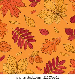 Fall of the leaves. Autumn leaves. Herbarium. Sketch, design elements. Background. Vector illustration.