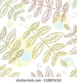 Fall of the leaves. Colored skeleton decorative leaves. Seamless pattern for textile, wallpapers, gift wrap and scrapbook. Vector illustration.
